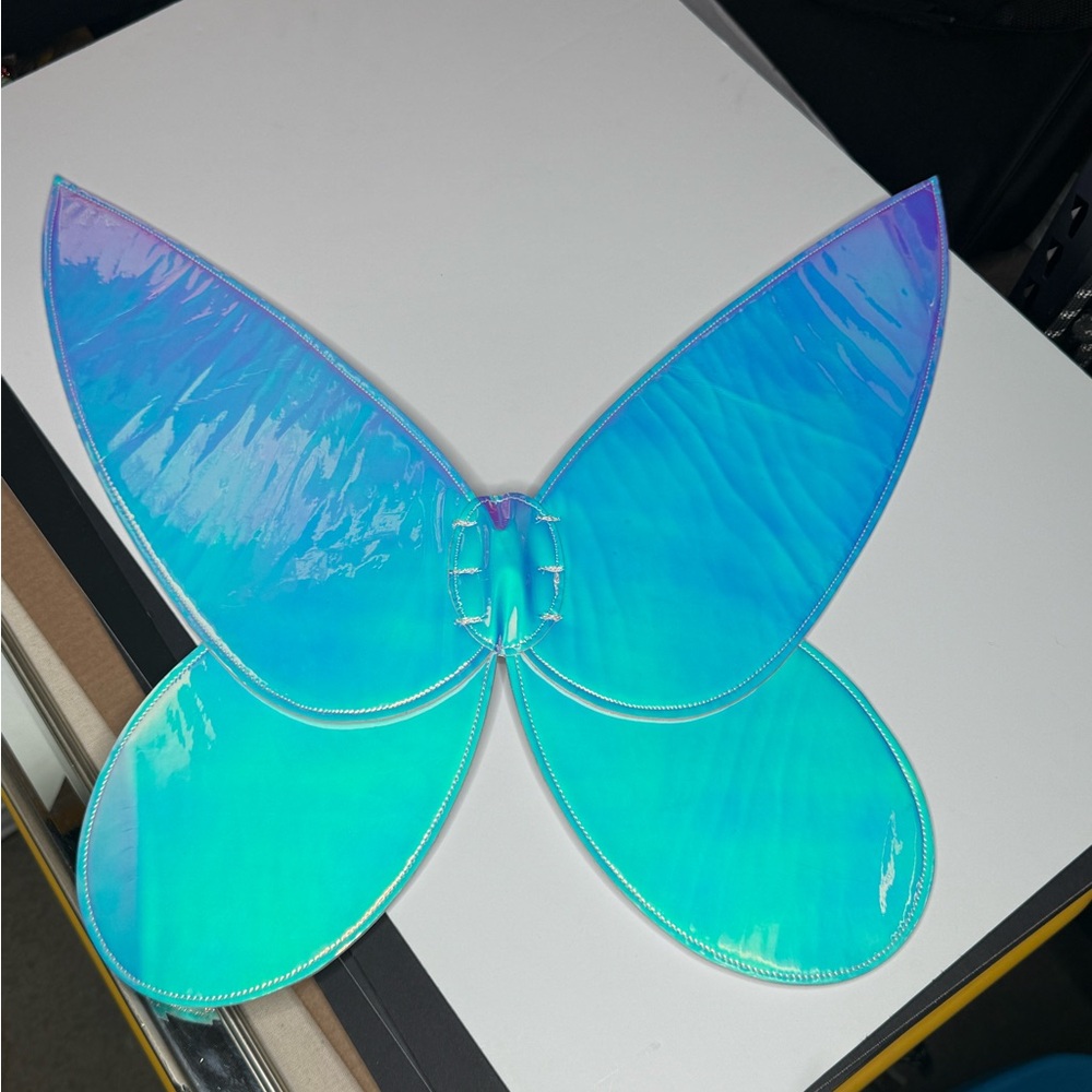 Festival fairy wings blue green purple yellow iridescent whimsy one size for all - Picture 2 of 4